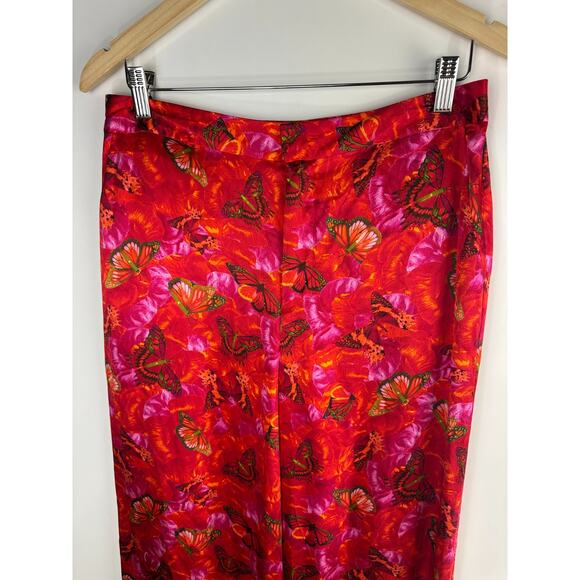 L'AGENCE Luvvy Butterfly Print Silk Straight Leg Trousers Women's Medium ? Pants - Picture 3 of 16